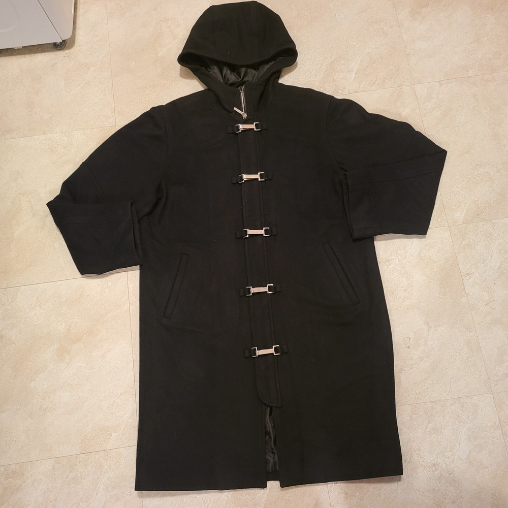 VTG 90s Ralph Ralph Lauren RRL Womens L Large Black Wool Duffle Hooded Jacket